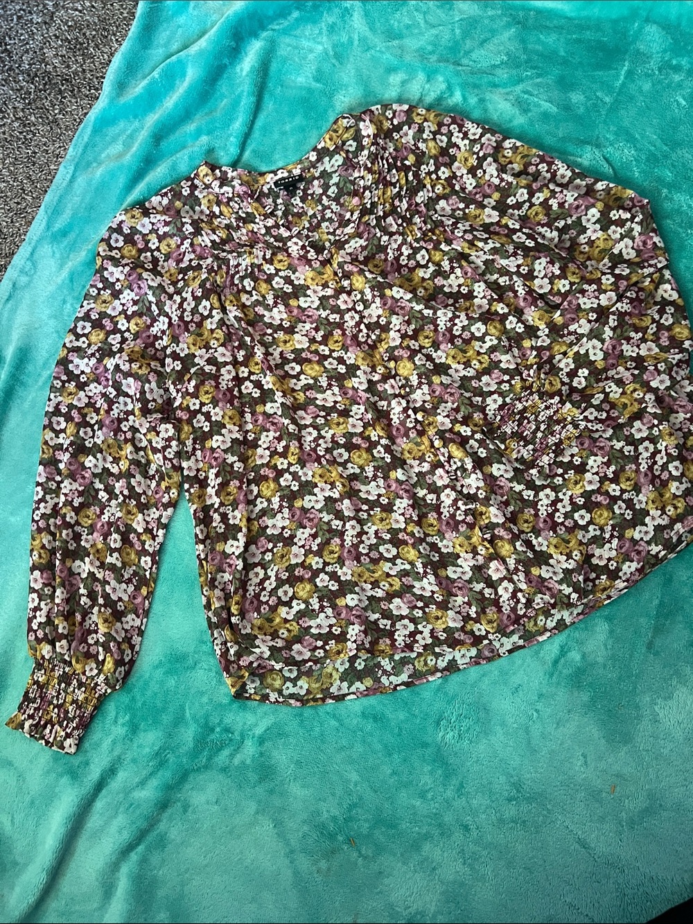 torrid Floral Peasant Blouse in Purple Multi